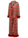 [Pre-Sale] Red 1950s Holly & Candy Cane Stripes Feather Pajama Set