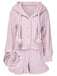 [Pre-Sale] Pink 1950s Plush Bunny Ears Hoodie Pajamas