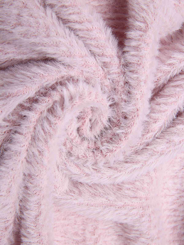 [Pre-Sale] Pink 1950s Plush Bunny Ears Hoodie Pajamas