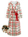 [Pre-Sale] Cream Color 1950s Christmas Plaid Petal Collar Lapel Robe