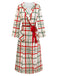 [Pre-Sale] Cream Color 1950s Christmas Plaid Petal Collar Lapel Robe