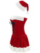 Red 1970s Christmas Plush Lace-Up Strapless Santa Dress