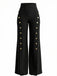 1970s High-Waist Metal Buttons Wide-Leg Pants