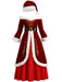 Red 1930s Christmas Velvet Faux Fur Trim Dress