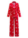Red 1950s Christmas Snowflake Candy Cane Pajama Set