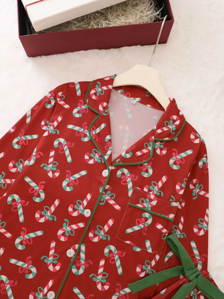 1950s Christmas Candy Cane Pajama Set