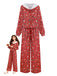 [Pre-Sale] Red 1950s Christmas Candy Stripe Plush Trim Pajama Set