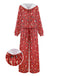 [Pre-Sale] Red 1950s Christmas Candy Stripe Plush Trim Pajama Set