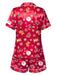 [Pre-Sale] Red 1950s Lapel Christmas Print Pajama Set