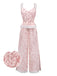[Pre-Sale] Pink 1970s Valentine's Day Lace Panel Cami Pajama Set