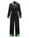 Green & Black 1960s Shimmer Velvet Notched Collar Pajama Set