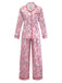 Pink 1940s Christmas Candy Cane Long Pajama Set