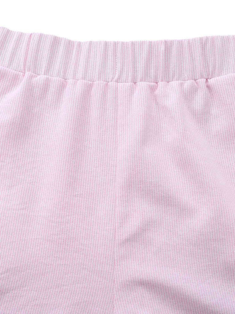 [Pre-Sale] Pale Pink 1950s Pinstripe Heart Button Cotton Pajamas