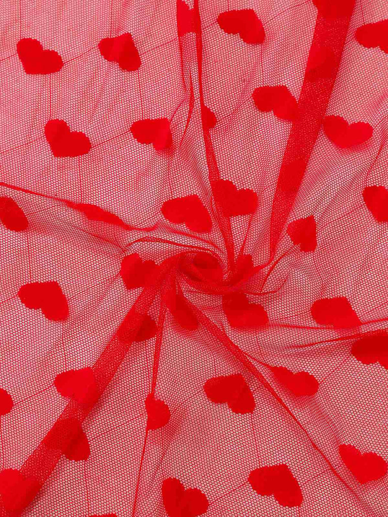 Red 1930s Heart Mesh Strap Nightdress