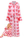 Pink 1980s Heart Bow Satin Pajama Set