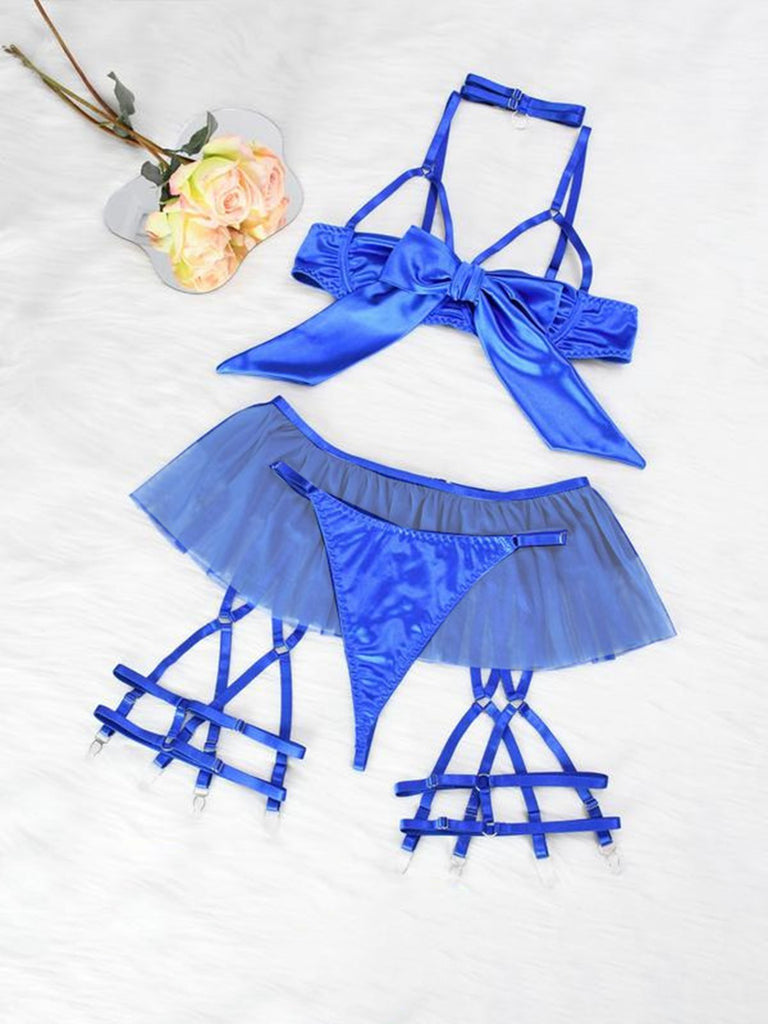 1960s Bow Mesh Patchwork Pajamas Set