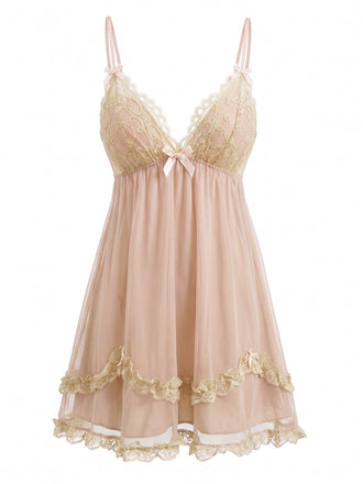 Green 1930s Lace Trim Mesh V-Neck Slip Nightgown, vintage fashion, retro style - perfect for women who love vintage and retro fashion