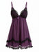 Pink 1930s Lace Trim Mesh V-Neck Slip Nightgown