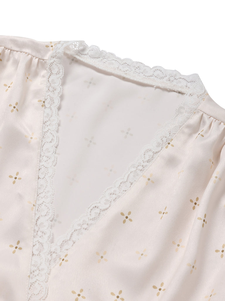[Pre-Sale] Cream Color 1950s Floral Lace Nightgown 9
