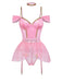 4PCS Pink 1960s Glitter Ballet Tutu Body Lingerie