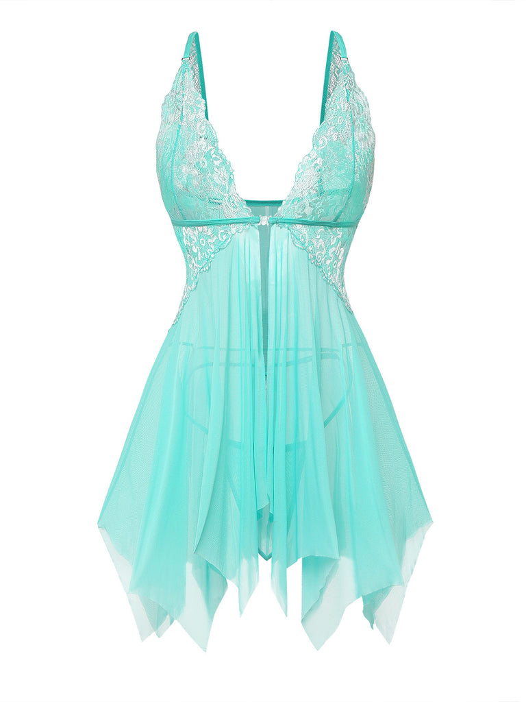 1980s Lace Mesh Sleepwear Classic Nightgown 4