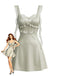 Green 1950s Ruffle Lace Satin Patchwork Sheer Waist Nightgown
