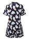 Black 1950s Halloween Ghost Print Shirt Shorts Pajamas