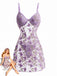 Lavender 1970s Mesh 3D Butterfly Embroidery Slip Nightgown