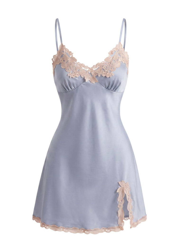 1930s Satin Lace Trim Slip Nightgown