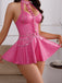 1950s Faux Leather Grommet Chain Backless Babydoll Lingerie