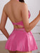 1950s Faux Leather Grommet Chain Backless Babydoll Lingerie