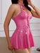 1950s Faux Leather Grommet Chain Backless Babydoll Lingerie
