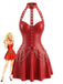 1950s Faux Leather Grommet Chain Backless Babydoll Lingerie