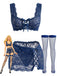 1950s Floral Lace Crisscross Tie‑Up Lingerie Set