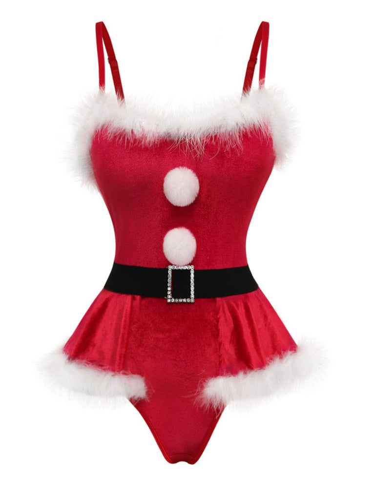 Red 1960s Christmas Velvet Nightgown 2