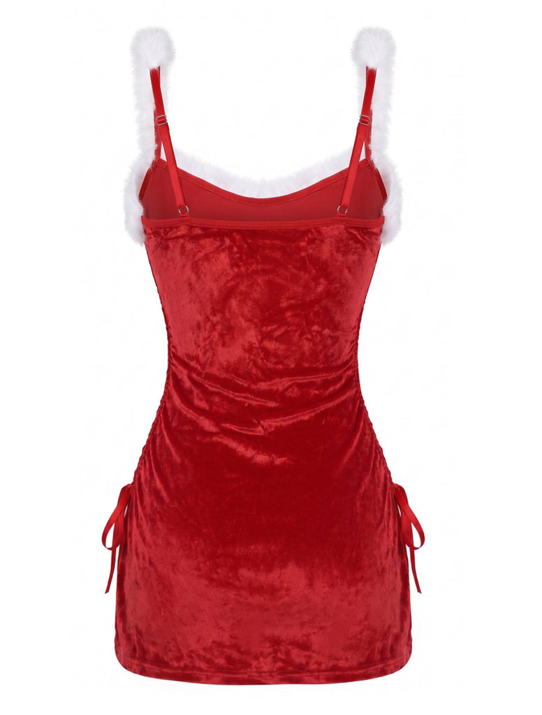 Red 1930s Christmas Halter Nightgown 3