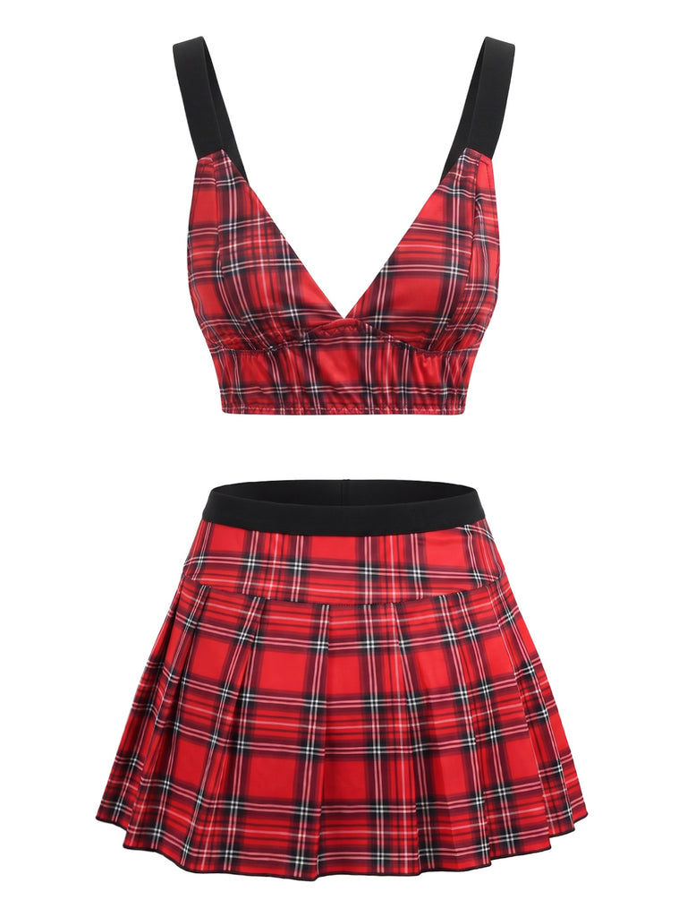 Red 1960s Christmas Plaid Nightgown 2