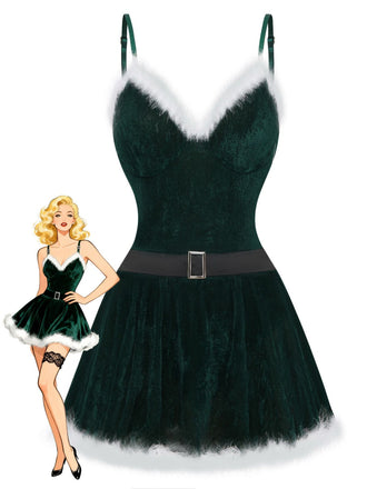Velvet Christmas Print Long Sleeve Nightgown 3
