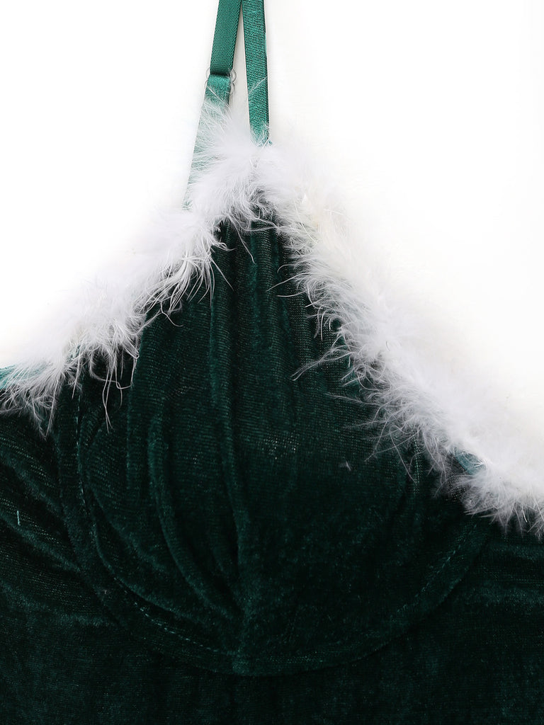Velvet Christmas Print Long Sleeve Nightgown 7