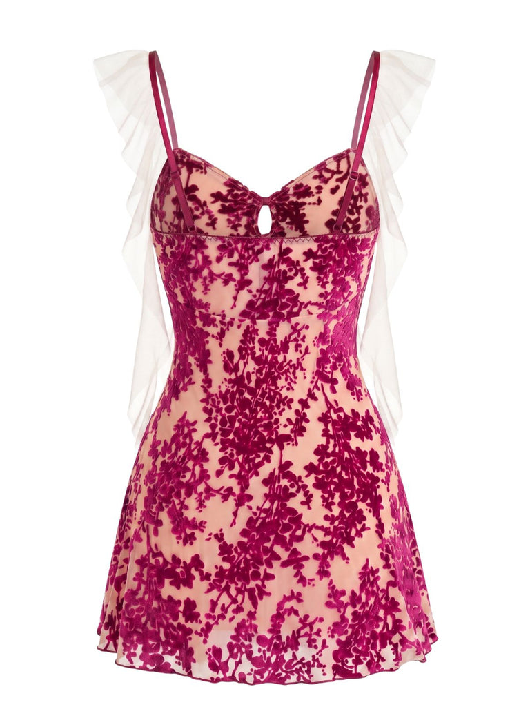 1950s Floral Mesh Velvet Nightgown 6