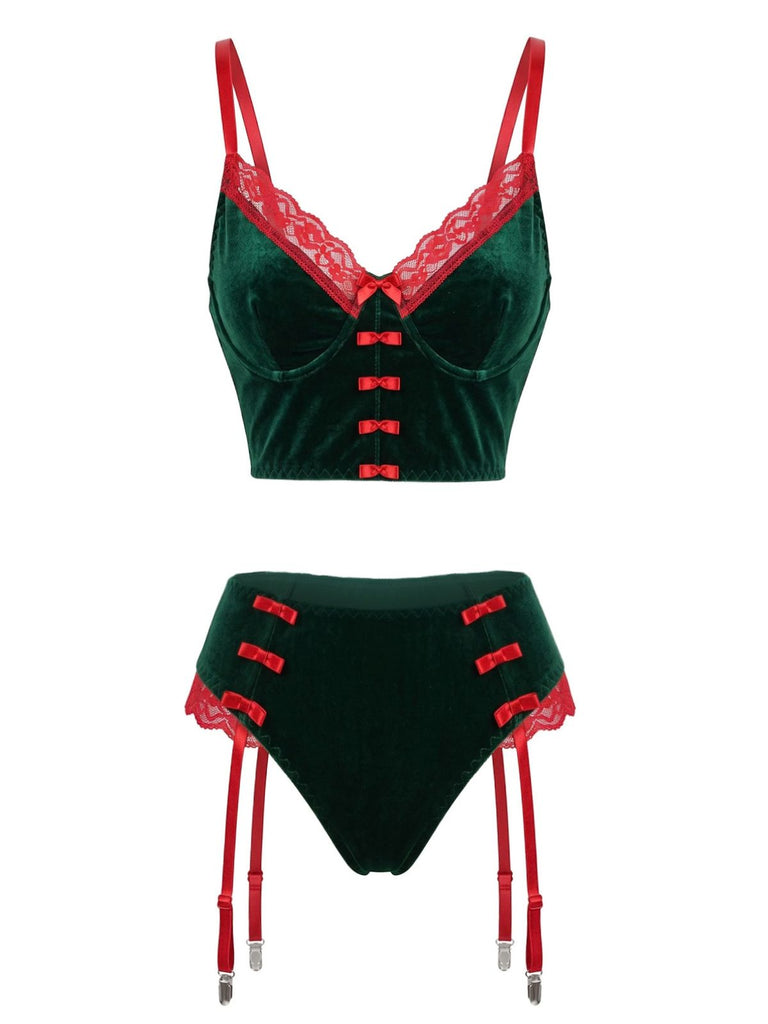 Velvet Christmas Lingerie Pajama Sleepwear Set 6