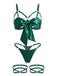 Green 1930s Bow Cutout Strappy Sexy Lingerie Set