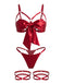 Green 1930s Bow Cutout Strappy Sexy Lingerie Set
