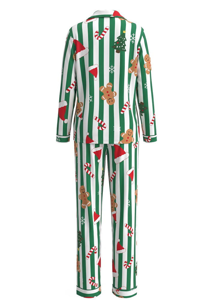 1950s Christmas Striped Gingerbread Pajama Set