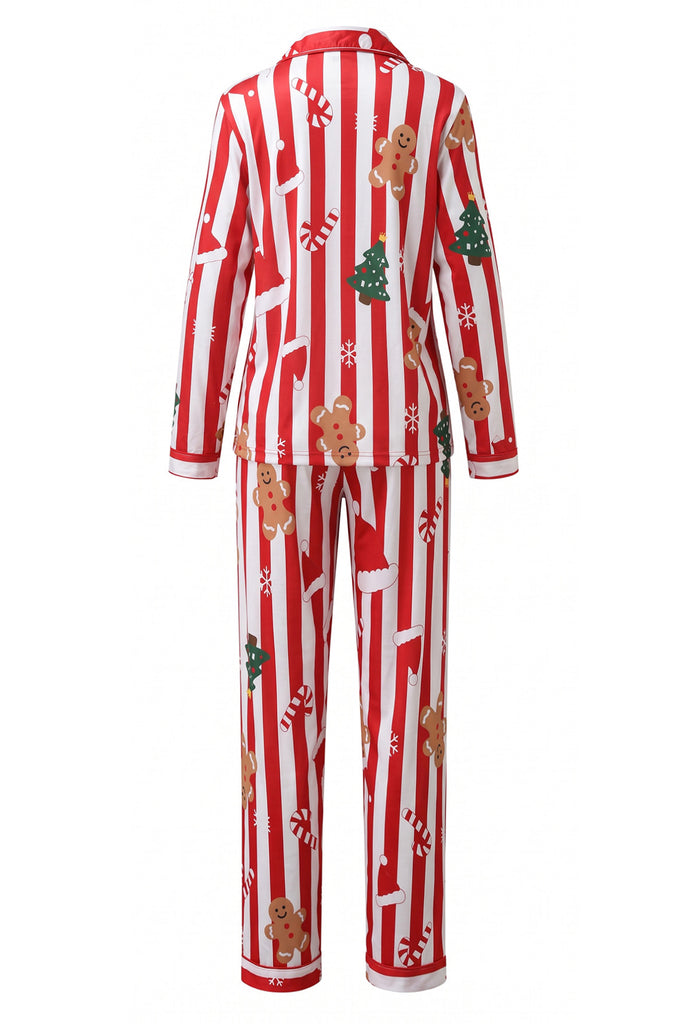1950s Christmas Striped Gingerbread Pajama Set