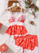 1950s Christmas Print Lace Trim Cami Pajama Set