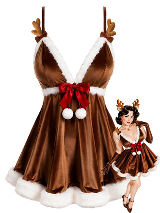 [Pre-Sale] Light Brown V Neck Nightgown 1