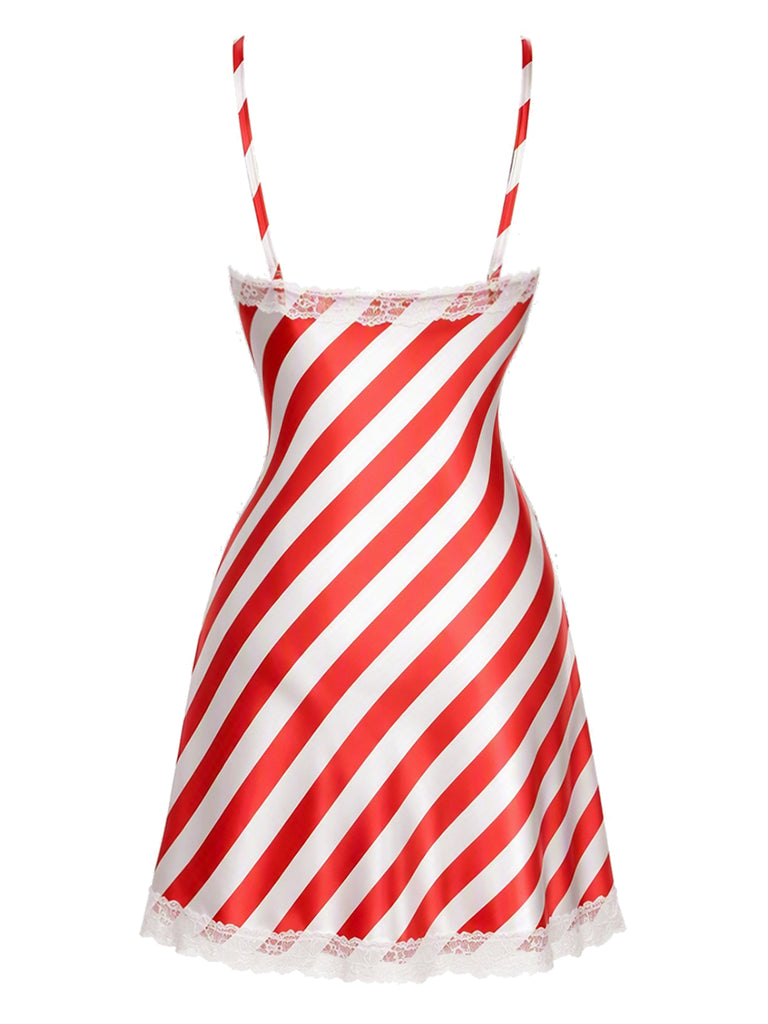 红白拼色 1960s Christmas Nightgown 3