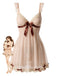Sheer Mesh Bow Deep V Babydoll Nightgown 2