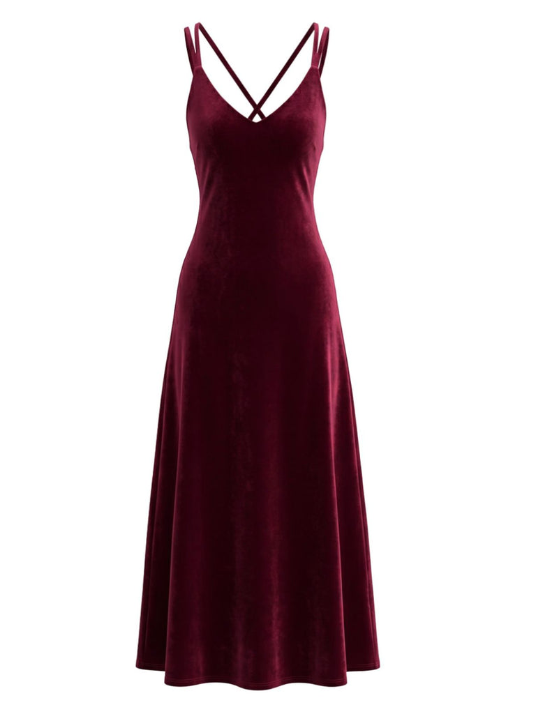 Velvet Padded Cup Spaghetti Strap Nightgown 2
